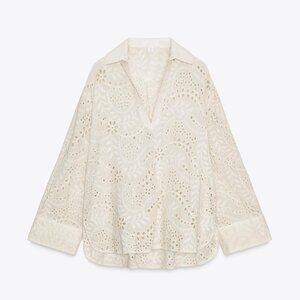 ZW COLLECTION PERFORATED EMBROIDERY SHIRT MEDIUM NWT